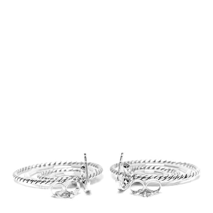 David Yurman Sterling Silver 14K Yellow Gold Diamond Large Stax Drop Earrings 5 of 5