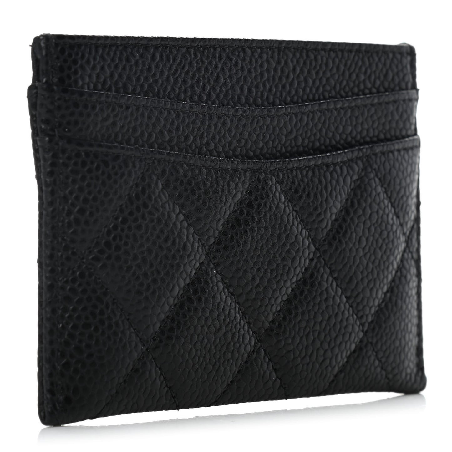 Caviar Quilted Card Holder Black