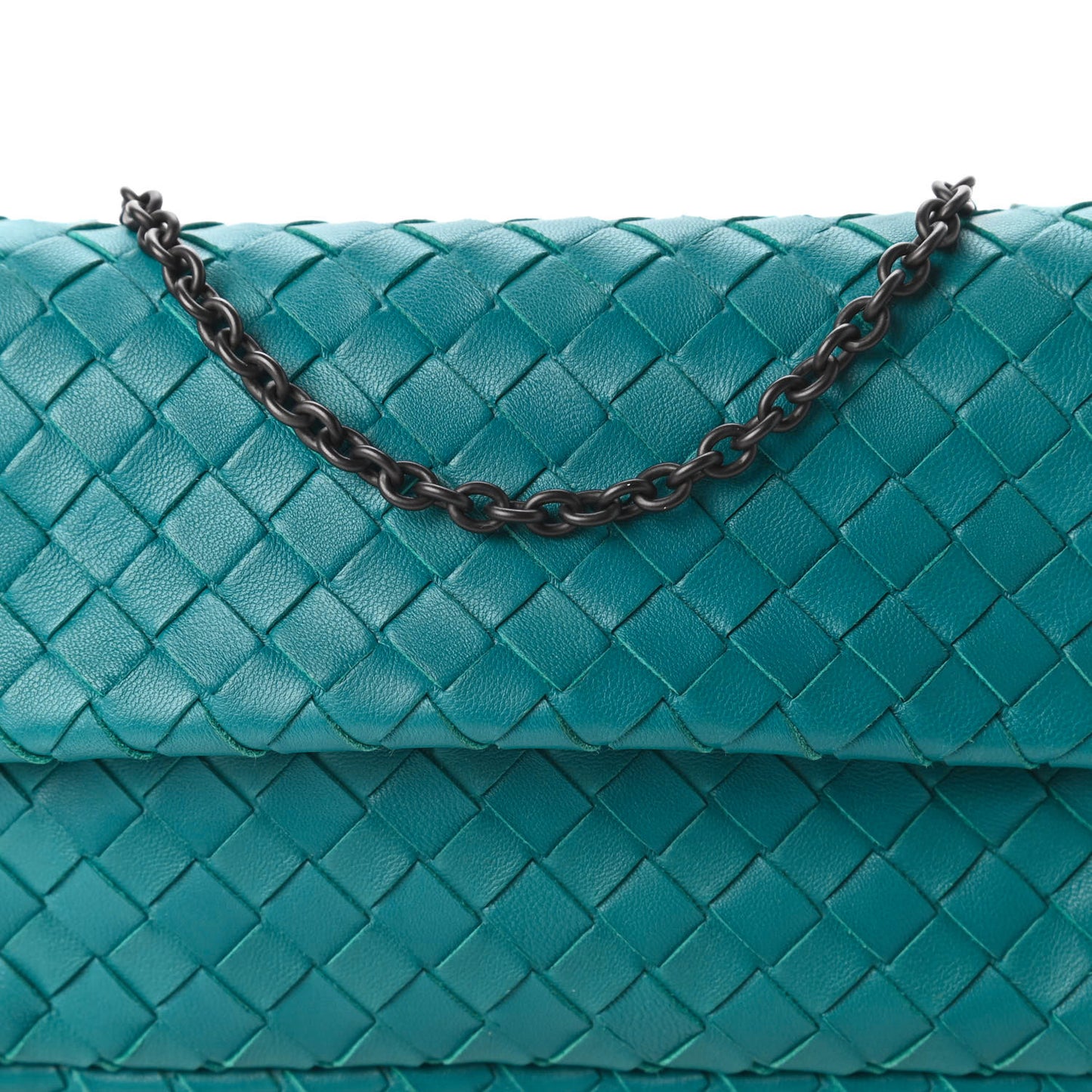 Nappa Intrecciato Mini Chain Messenger Aqua
