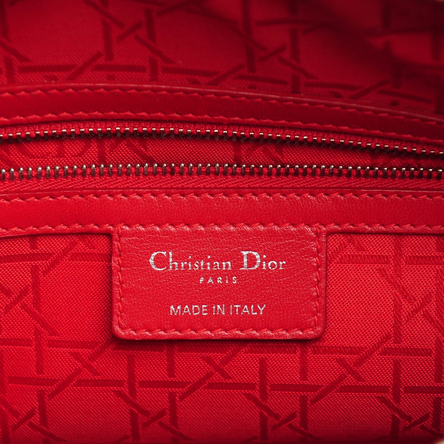 Lambskin Cannage Large Lady Dior Red