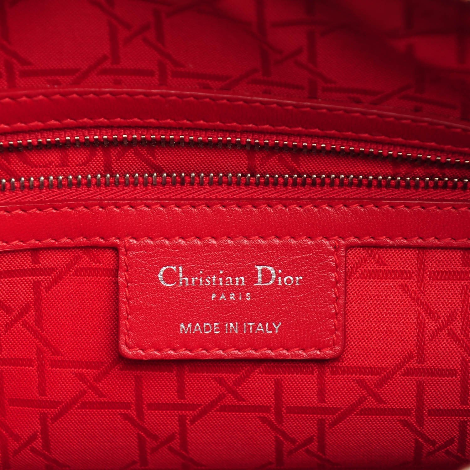 Christian Dior Lambskin Cannage Large Lady Dior Red 6 of 7