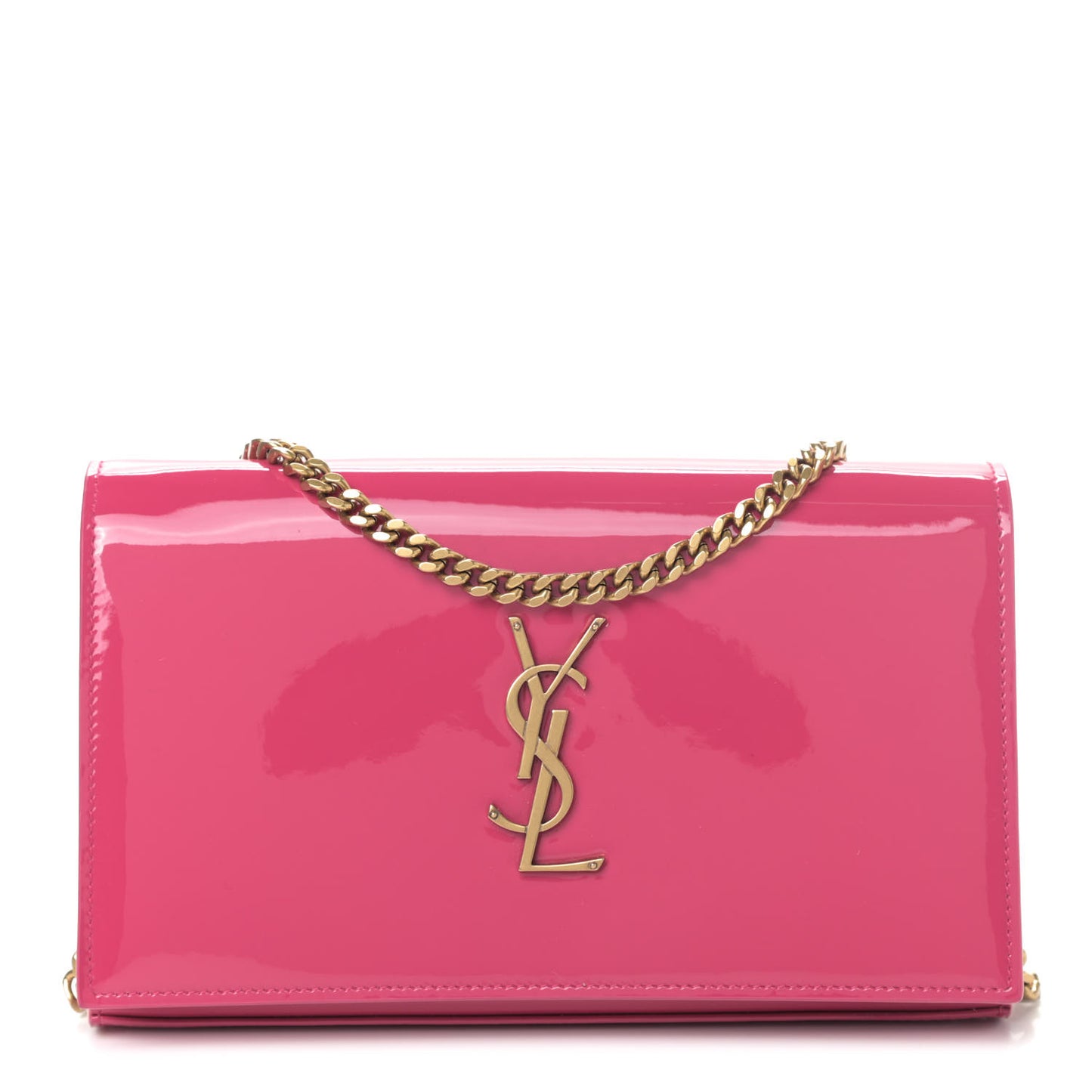 Patent Calfskin Monogram Kate Wallet On Chain Fresh Fuxia