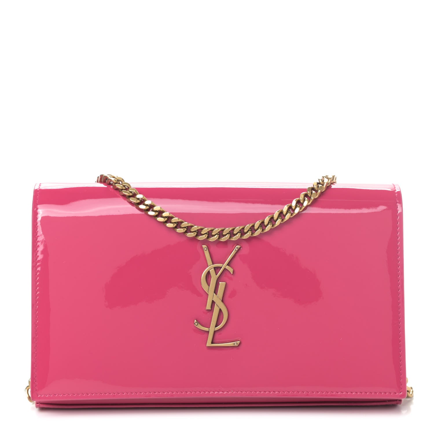 Saint Laurent Patent Calfskin Monogram Kate Wallet On Chain Fresh Fuxia 1 of 4