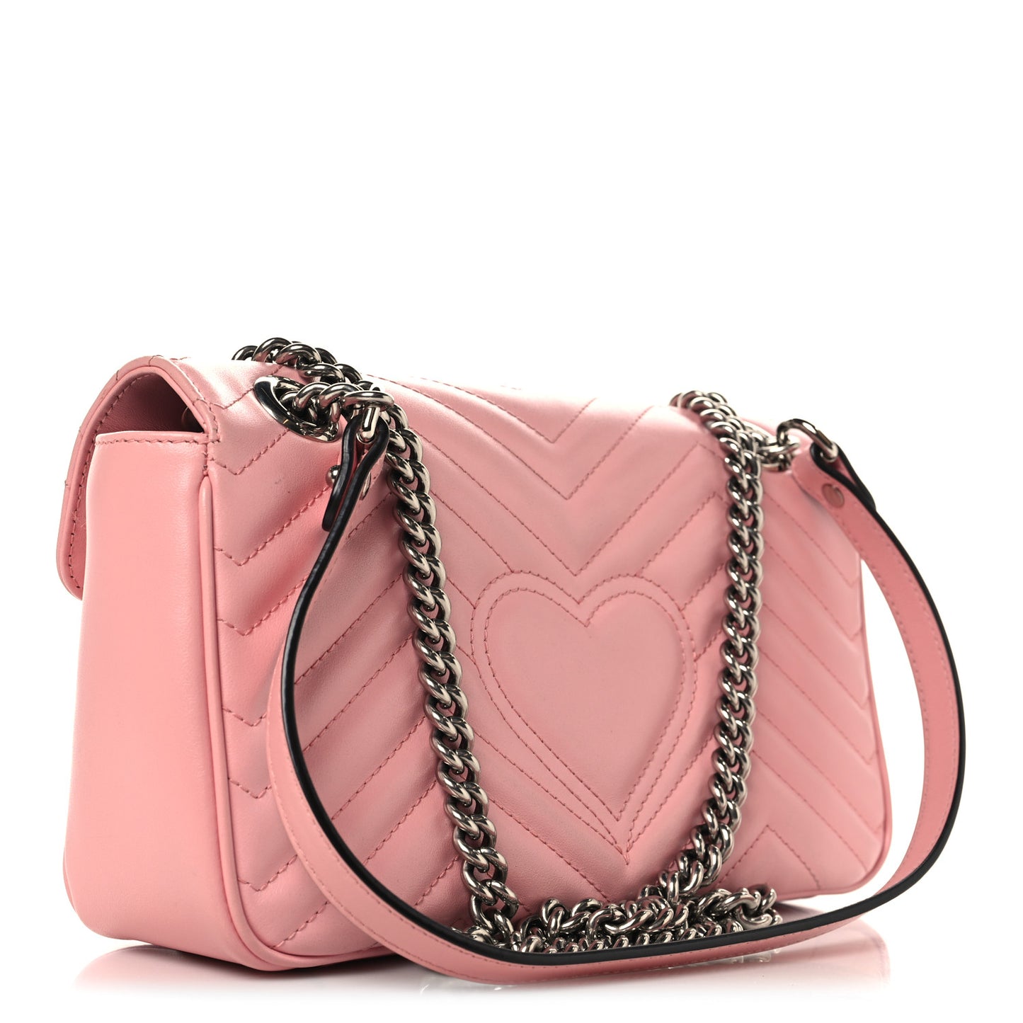 Calfskin Matelasse Small GG Marmont Shoulder Bag Wild Rose