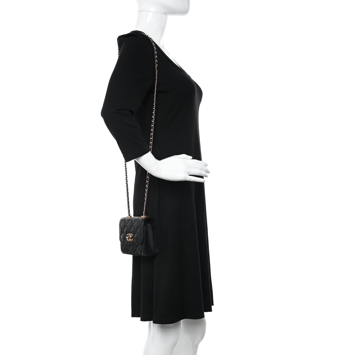 Chanel Lambskin Quilted Mini Trendy CC Clutch With Chain Black 2 of 12