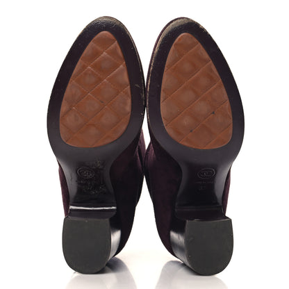 Chanel Suede Calfskin CC Short Boots 37 Burgundy 6 of 9
