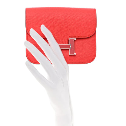 Hermes Epsom Enamel Constance Slim Wallet Rose Texas Rouge De Coeur 2 of 7