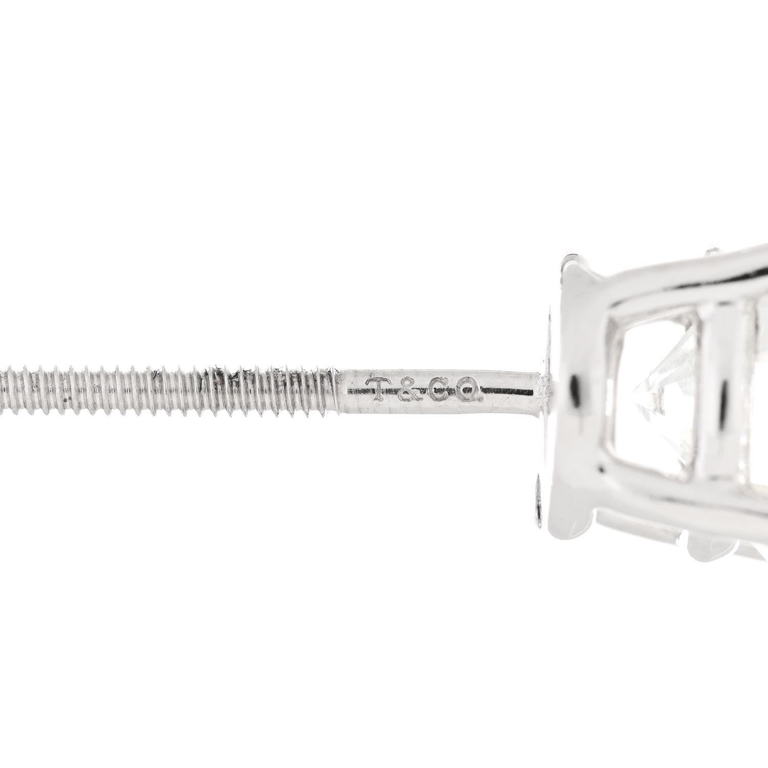 Tiffany Platinum Diamond 2.31ctw Solitaire Earrings 4 of 7