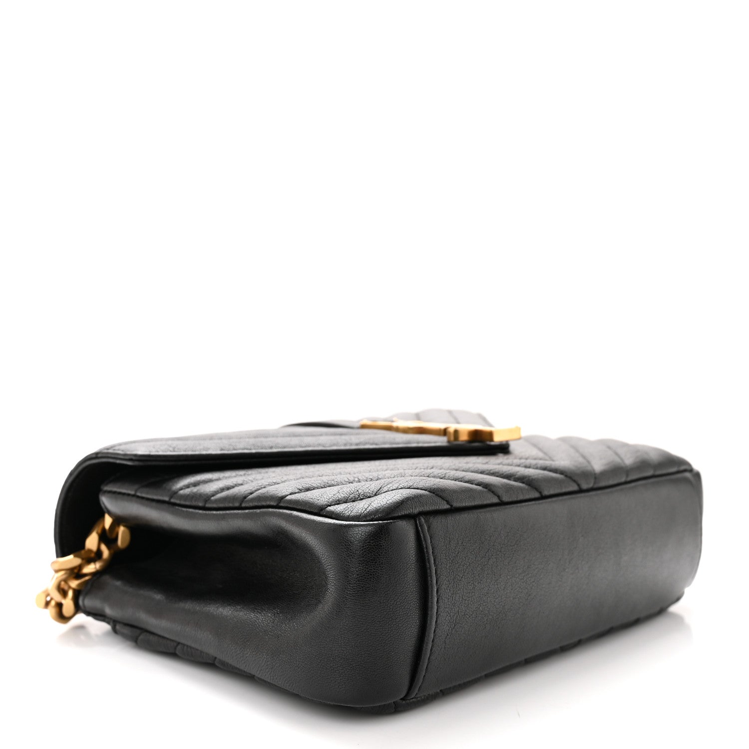 Saint Laurent Sheepskin Matelasse Chevron Monogram Medium College Bag Black 4 of 10