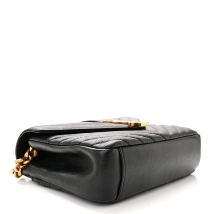 Saint Laurent Sheepskin Matelasse Chevron Monogram Medium College Bag Black 4 of 10