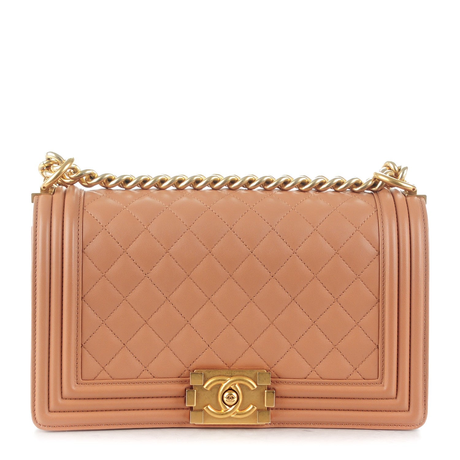 Chanel Lambskin Quilted Medium Boy Flap Camel 1 of 8