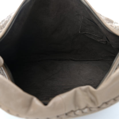 Bottega Veneta Nappa Intrecciato Camo Embroidered Maxi Veneta Hobo Taupe 4 of 8