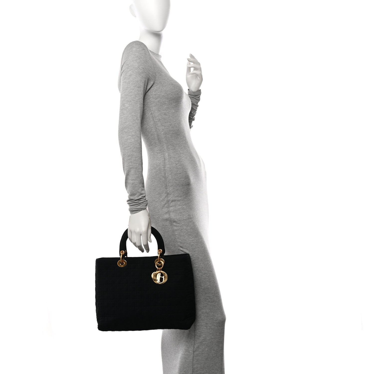 Christian Dior Nylon Cannage Large Lady Dior Black 2 of 10