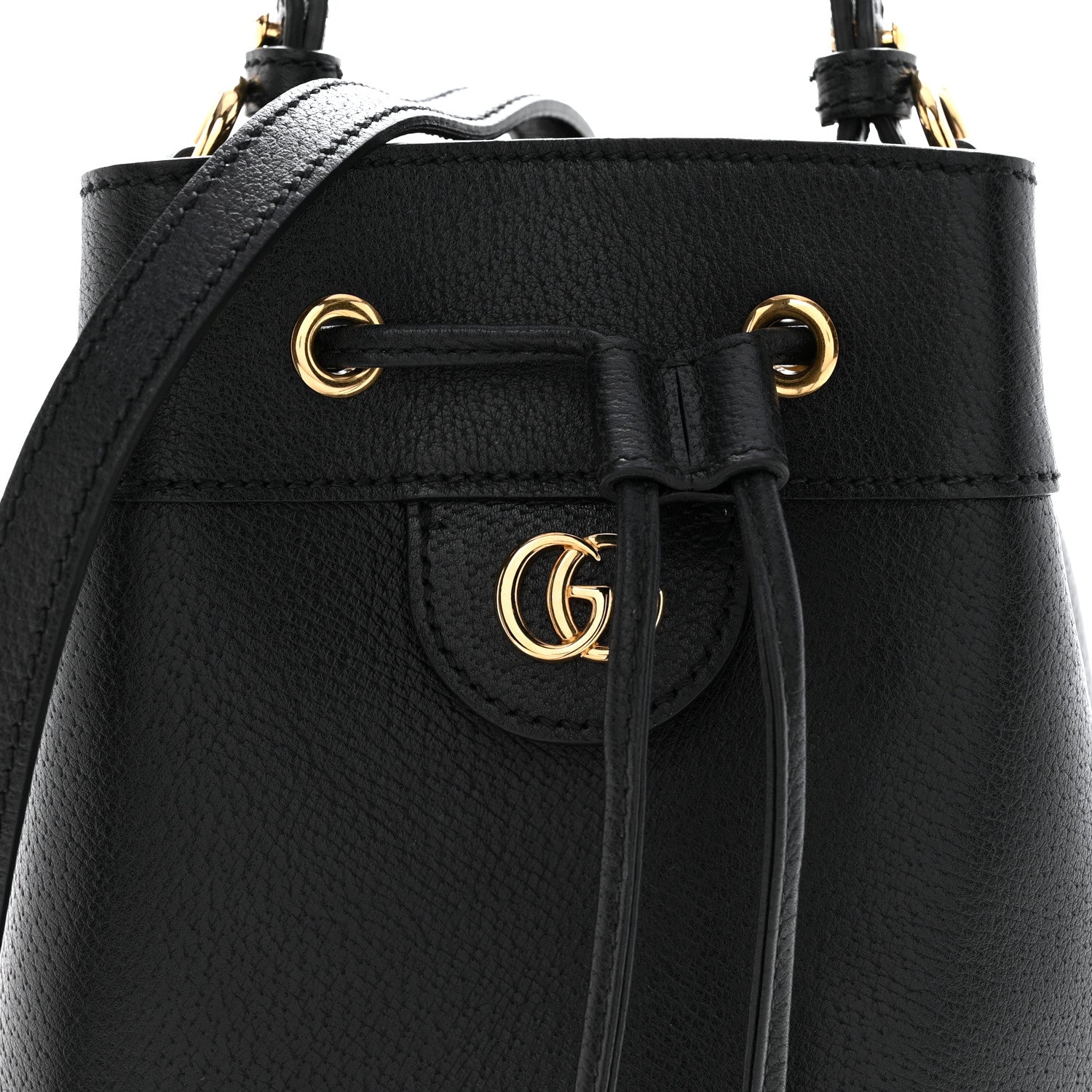 Gucci Glazed Textured Calfskin Web Small Ophidia Bucket Bag Black 8 of 13