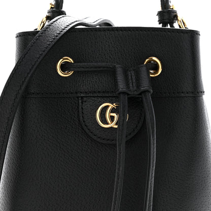 Gucci Glazed Textured Calfskin Web Small Ophidia Bucket Bag Black 8 of 13
