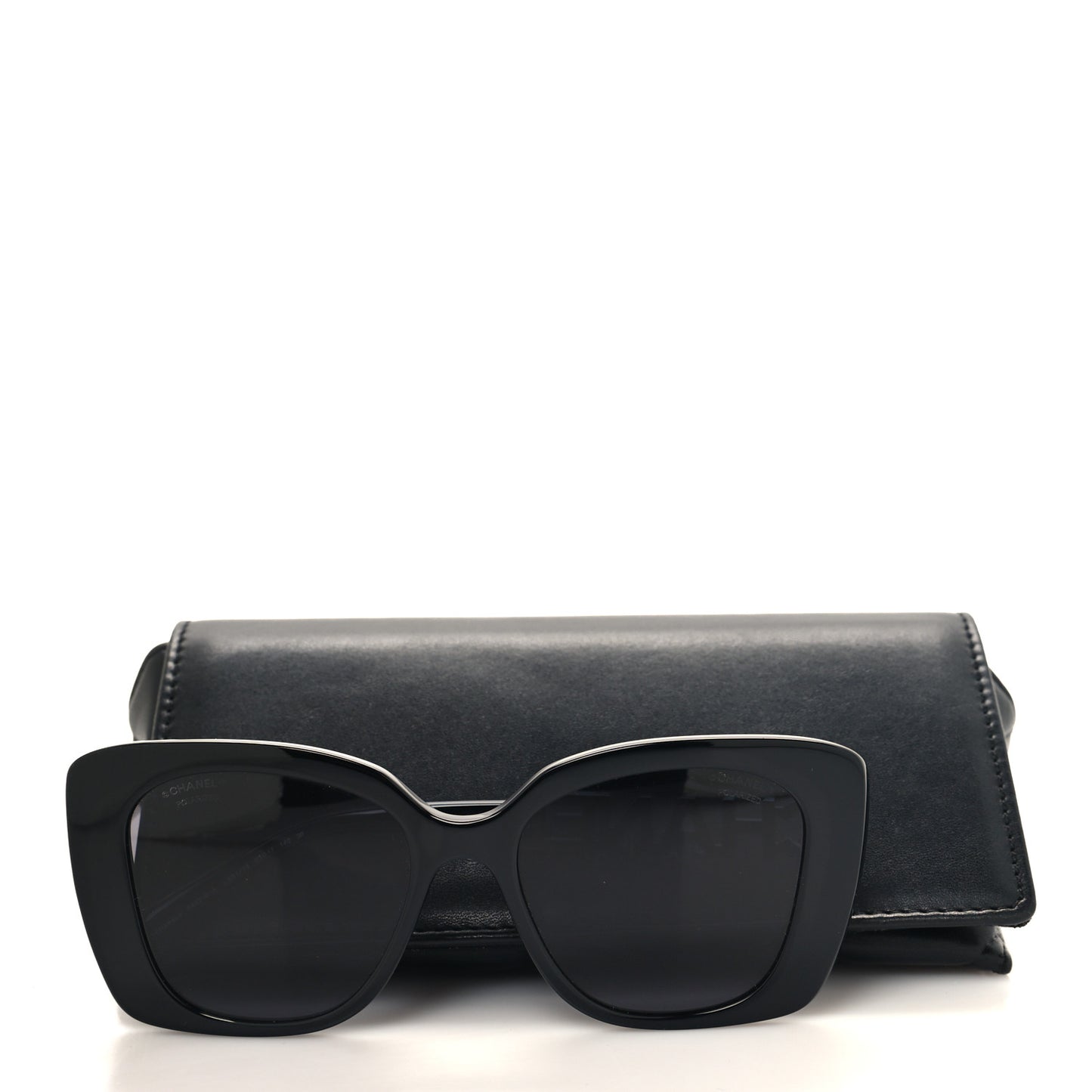 Acetate Strass Polarized Square Sunglasses 5422-B Black