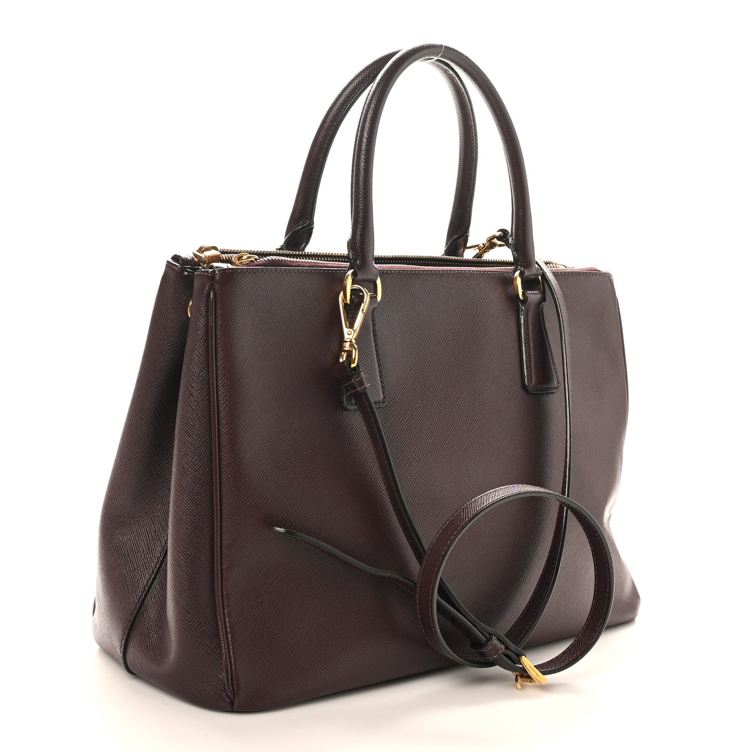 Prada Saffiano Lux Medium Galleria Double Zip Tote Bordeaux