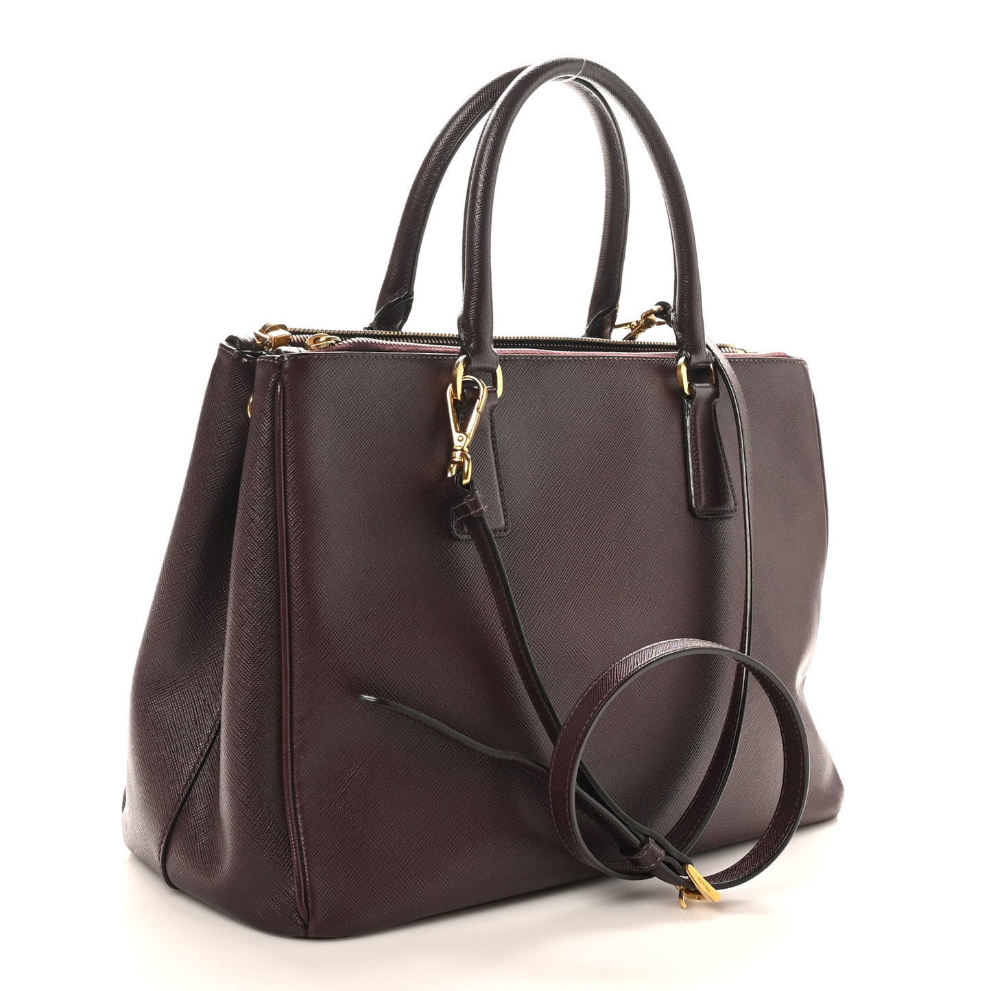 Saffiano Lux Medium Galleria Double Zip Tote Bordeaux