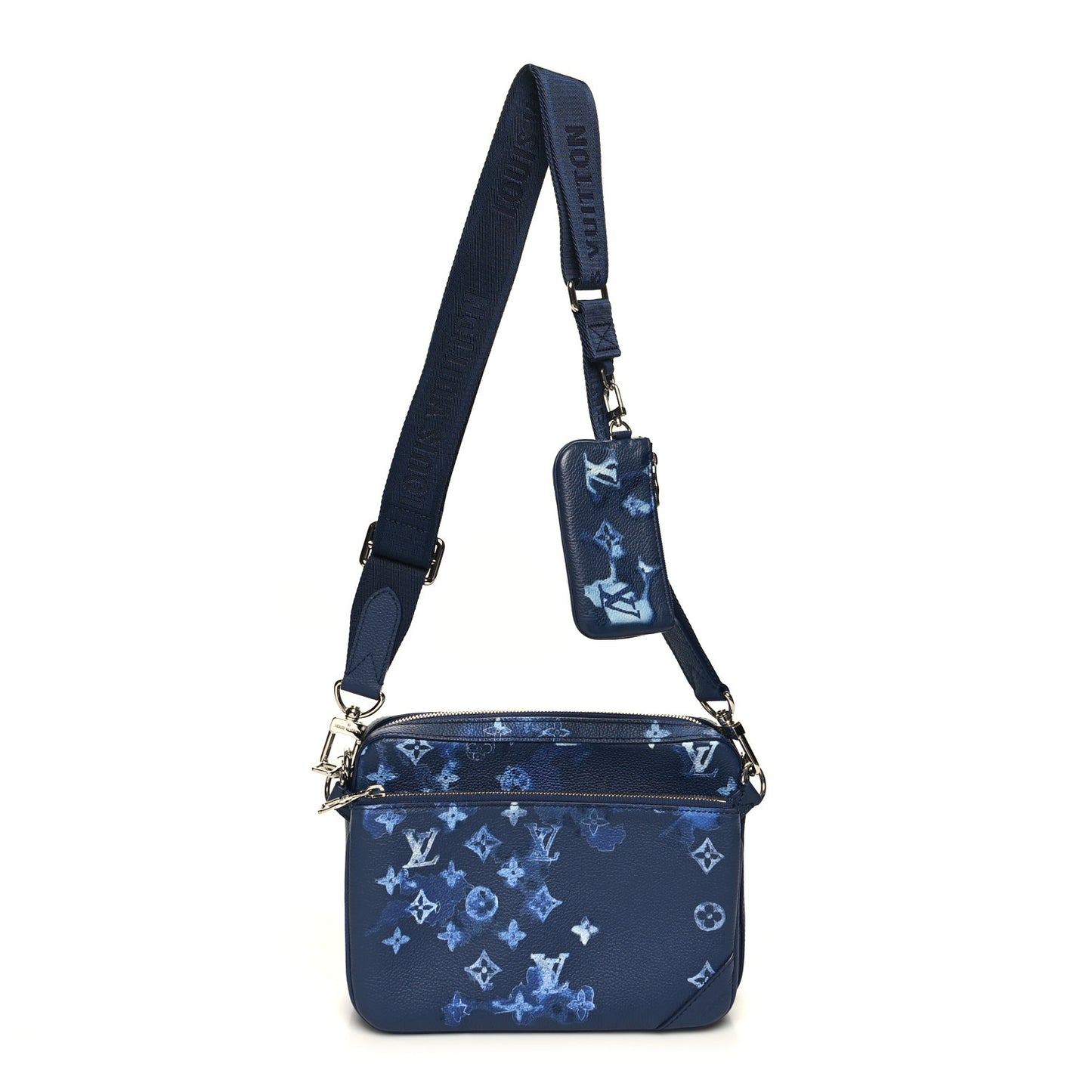 Monogram Ink Watercolor Trio Messenger Bag Blue