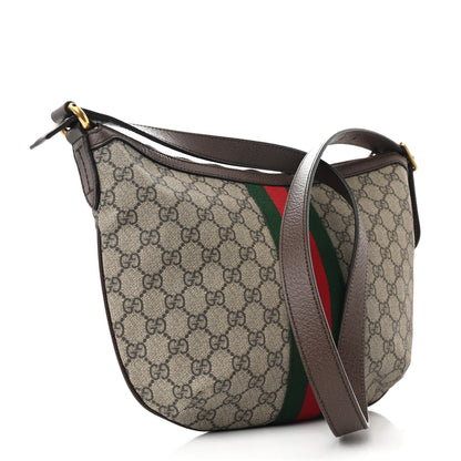 Gucci GG Supreme Monogram Web Small Ophidia Half Moon Hobo Brown 3 of 10
