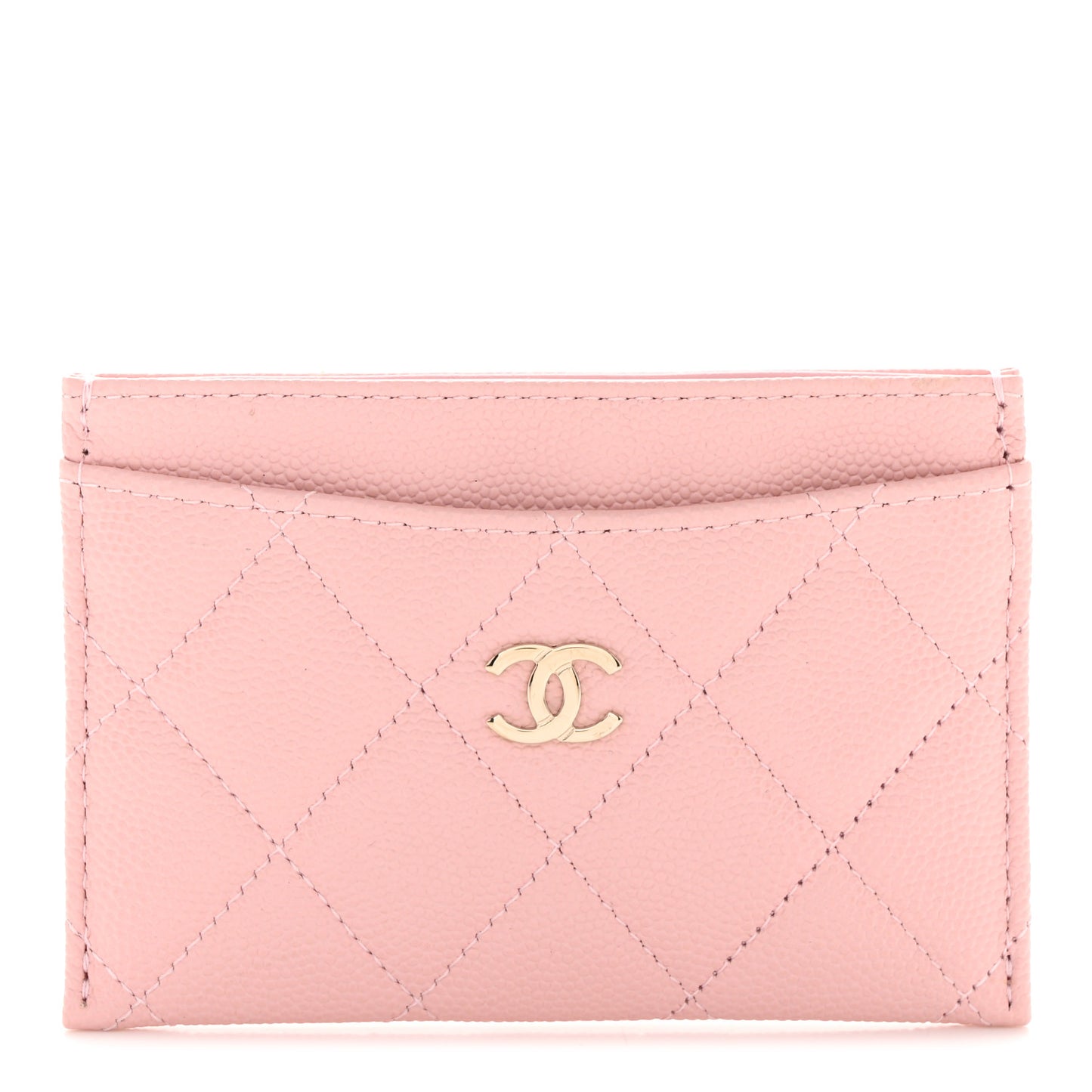 Caviar Quilted Card Holder Light Pink