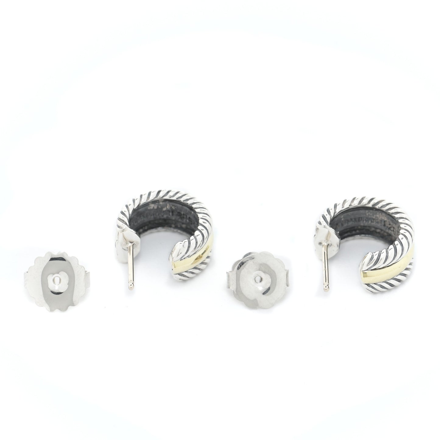 Sterling Silver 14K Yellow Gold 16mm Cable Classics Hoop Earrings