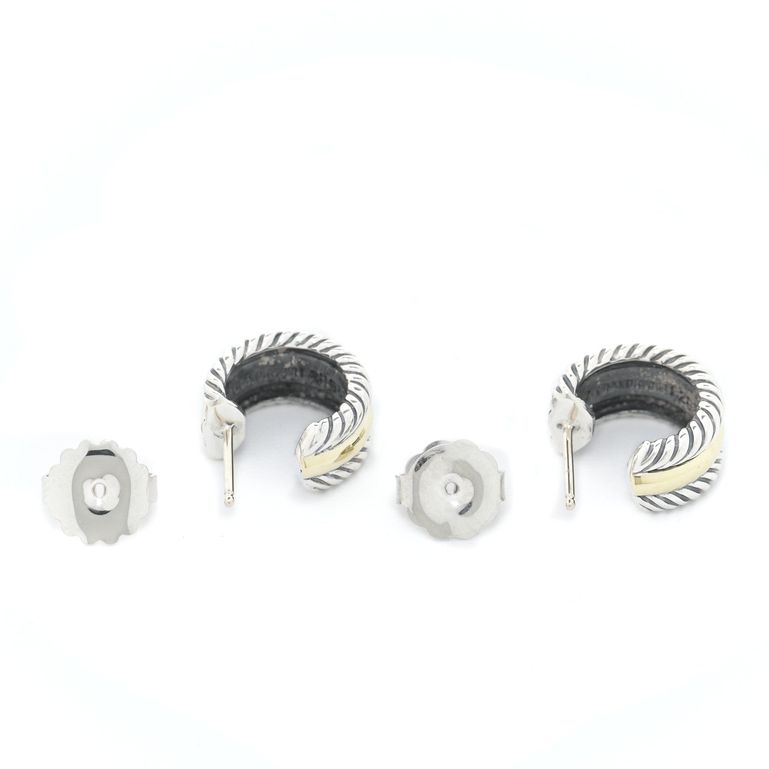 David Yurman Sterling Silver 14K Yellow Gold 16mm Cable Classics Hoop Earrings 4 of 5