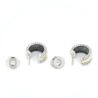David Yurman Sterling Silver 14K Yellow Gold 16mm Cable Classics Hoop Earrings 4 of 5