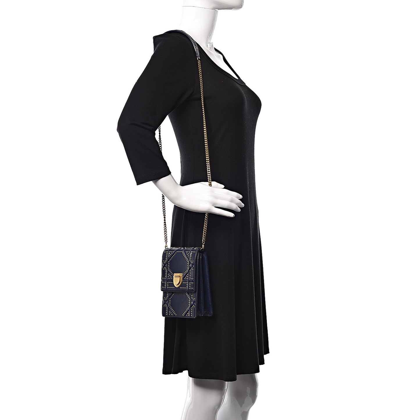 Lambskin Studded Vertical Diorama Indigo