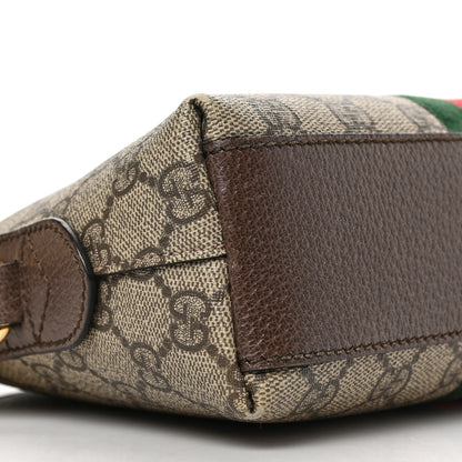 Gucci GG Supreme Monogram Textured Dollar Calfskin Web Small Ophidia Dome Shoulder Bag Beige Ebony New Acero 8 of 10