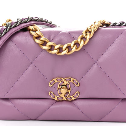 Chanel Goatskin Quilted Medium Chanel 19 Flap Violet Purple 8 of 11