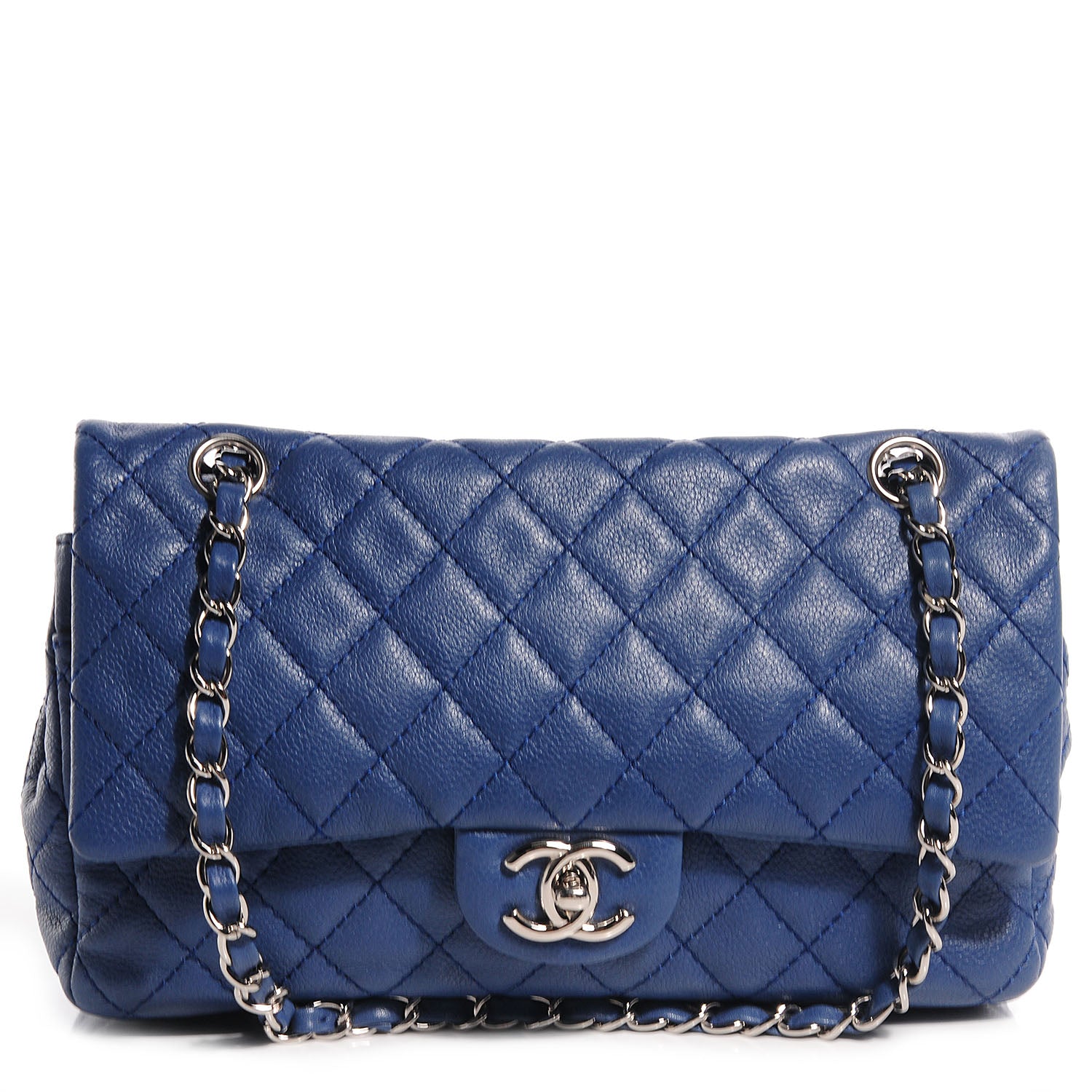 Chanel Washed Caviar Medium Double Flap Blue 1 of 8
