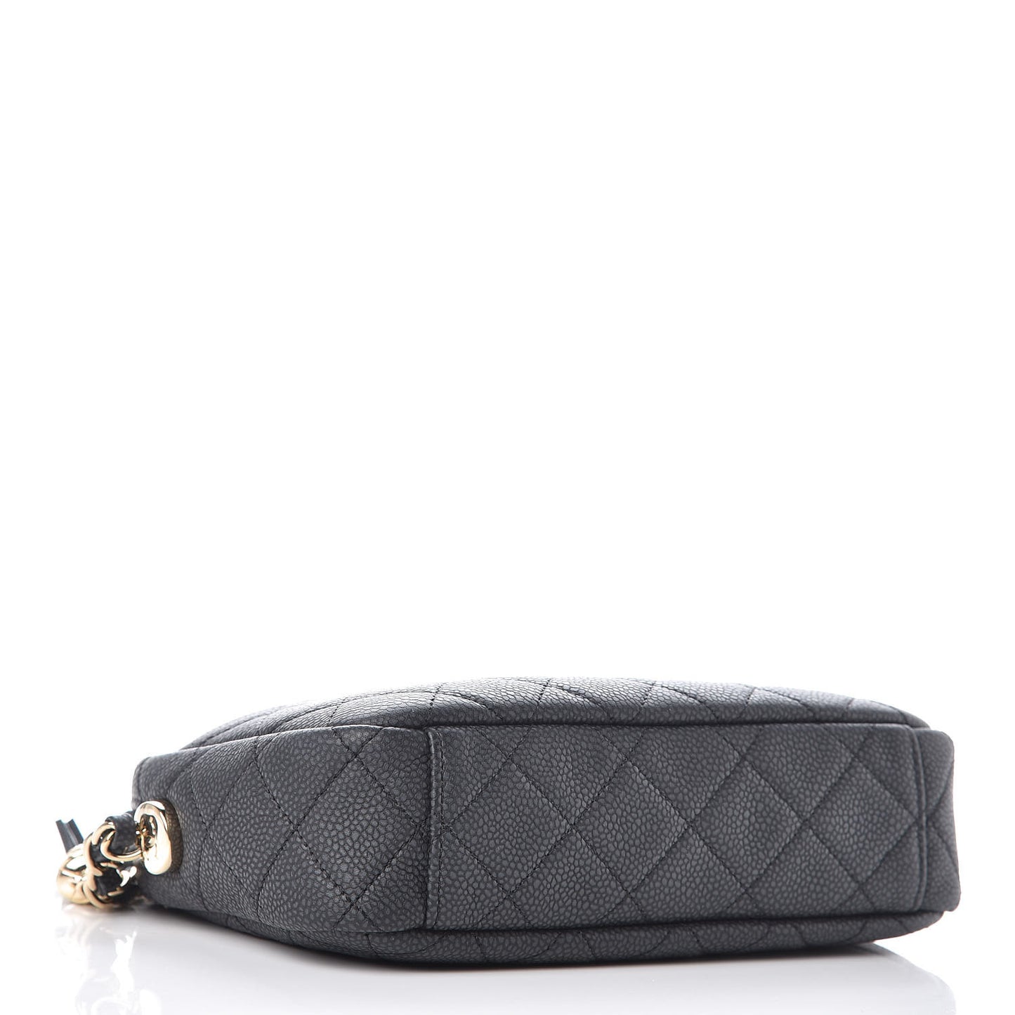 Iridescent Caviar Quilted Small Coco Tassel Camera Case Black