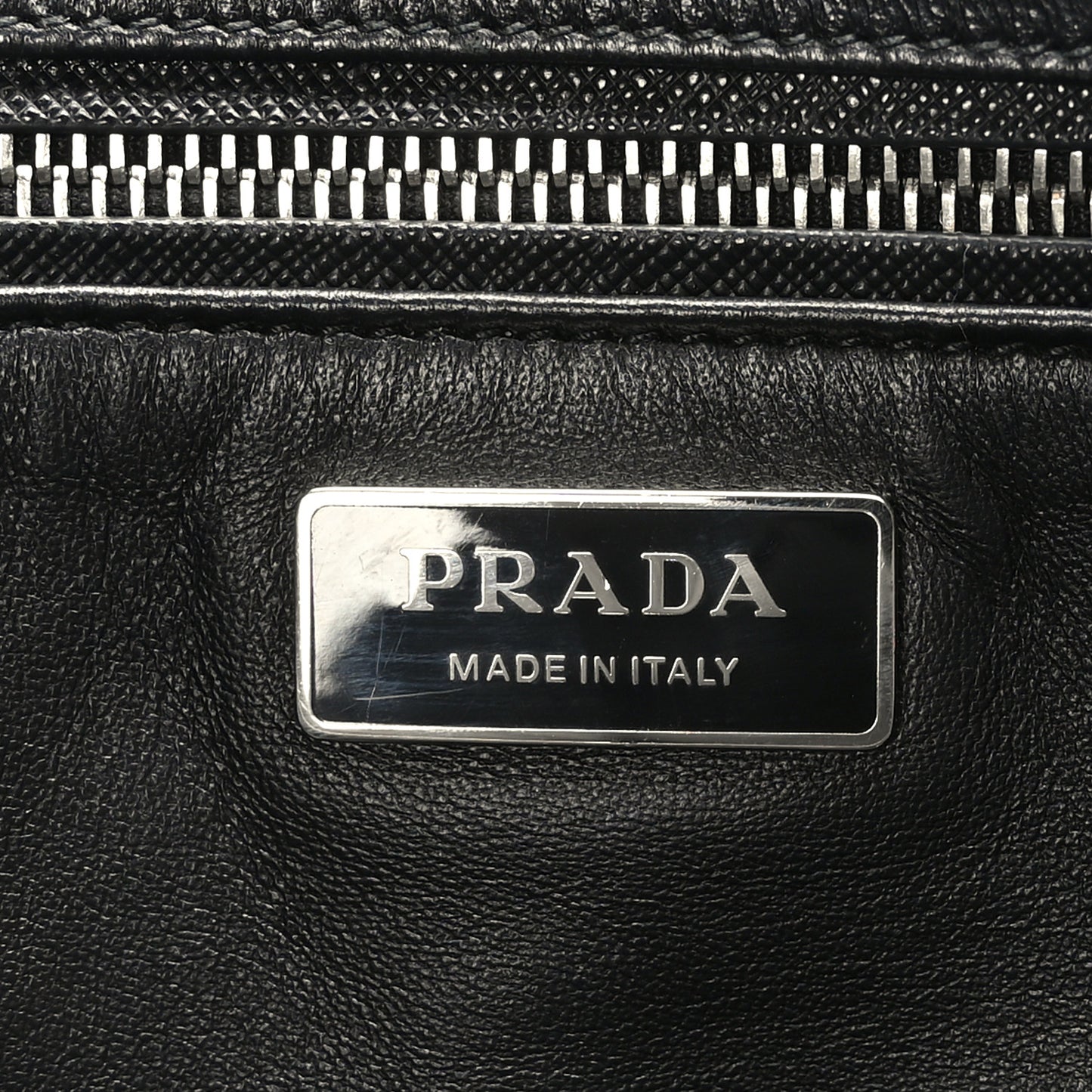 Saffiano City Calfskin Small Striped Galleria Double Zip Tote Black