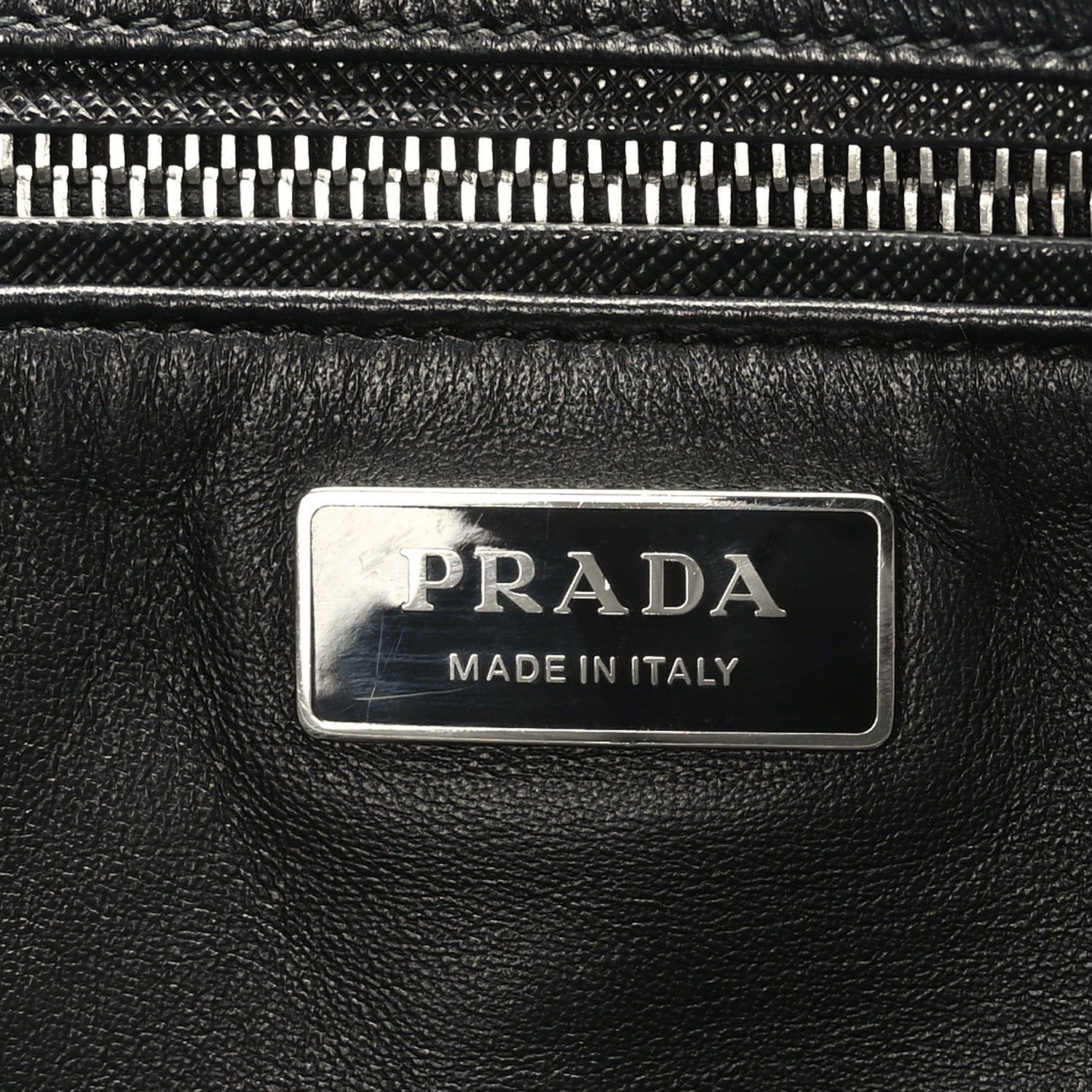Prada Saffiano City Calfskin Small Striped Galleria Double Zip Tote Black 6 of 8