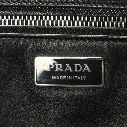 Prada Saffiano City Calfskin Small Striped Galleria Double Zip Tote Black 6 of 8