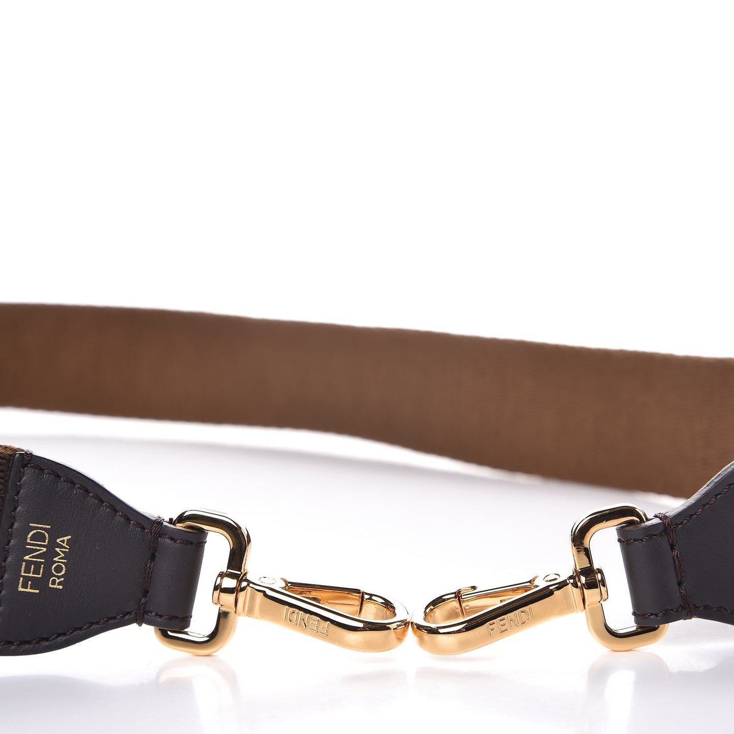 Ribbon Vitello Century FF 1974 Studded Strap You Fango Marrone Ebano