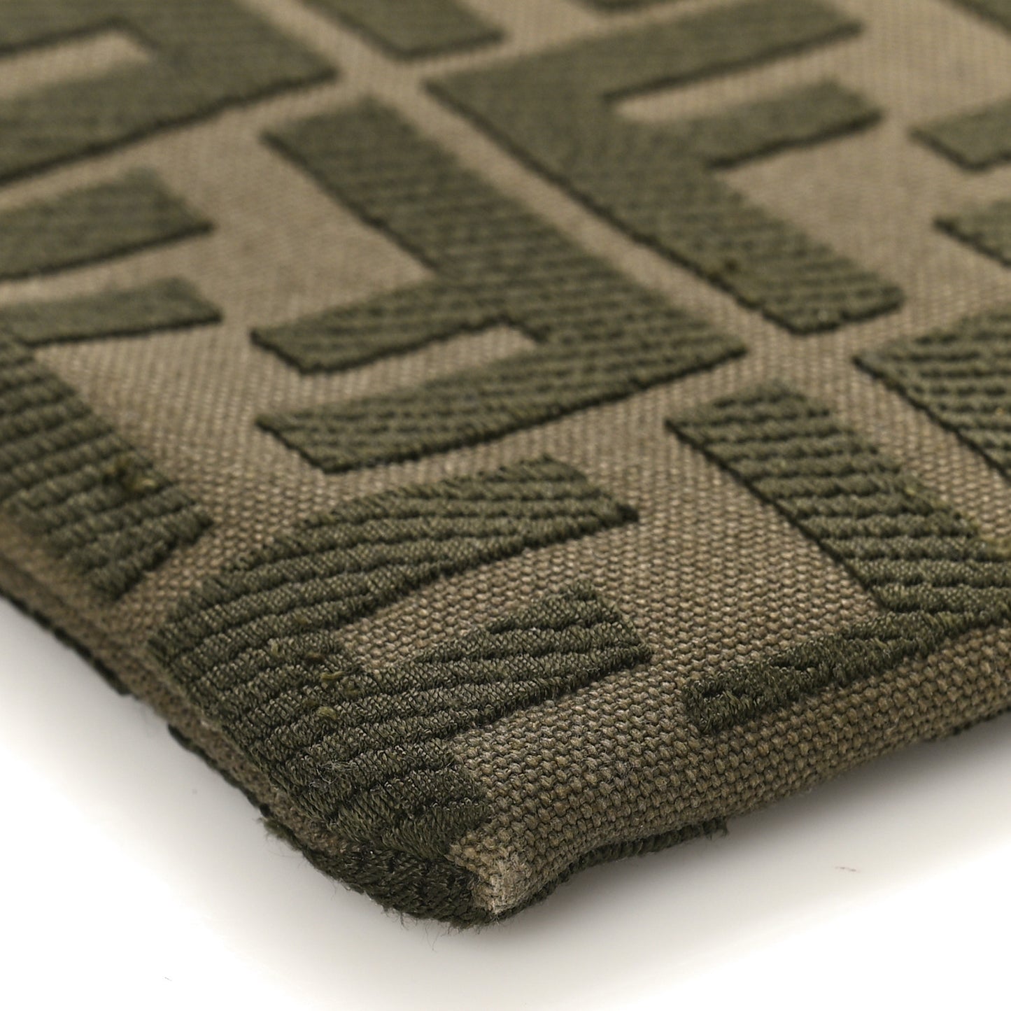 Canvas Vitello King FF Embroidered Large Flat Pouch Amazzonia Cuoio
