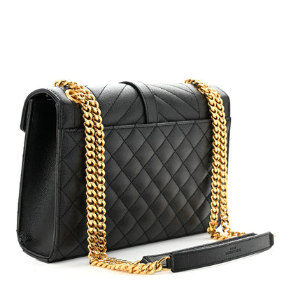 Saint Laurent Grain De Poudre Textured Mixed Matelasse Triquilt Medium Monogram Satchel Black 3 of 10