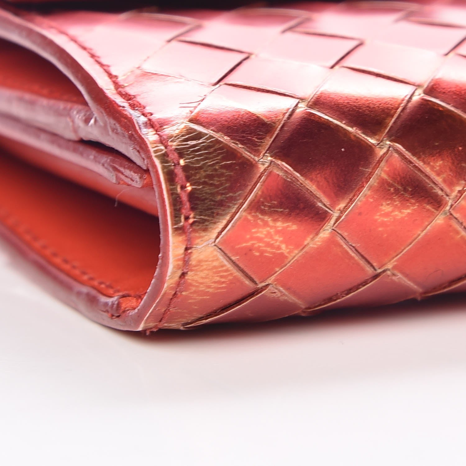 Bottega Veneta Metallic Nappa Intrecciato Continental Wallet Red 6 of 10