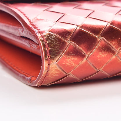 Bottega Veneta Metallic Nappa Intrecciato Continental Wallet Red 6 of 10