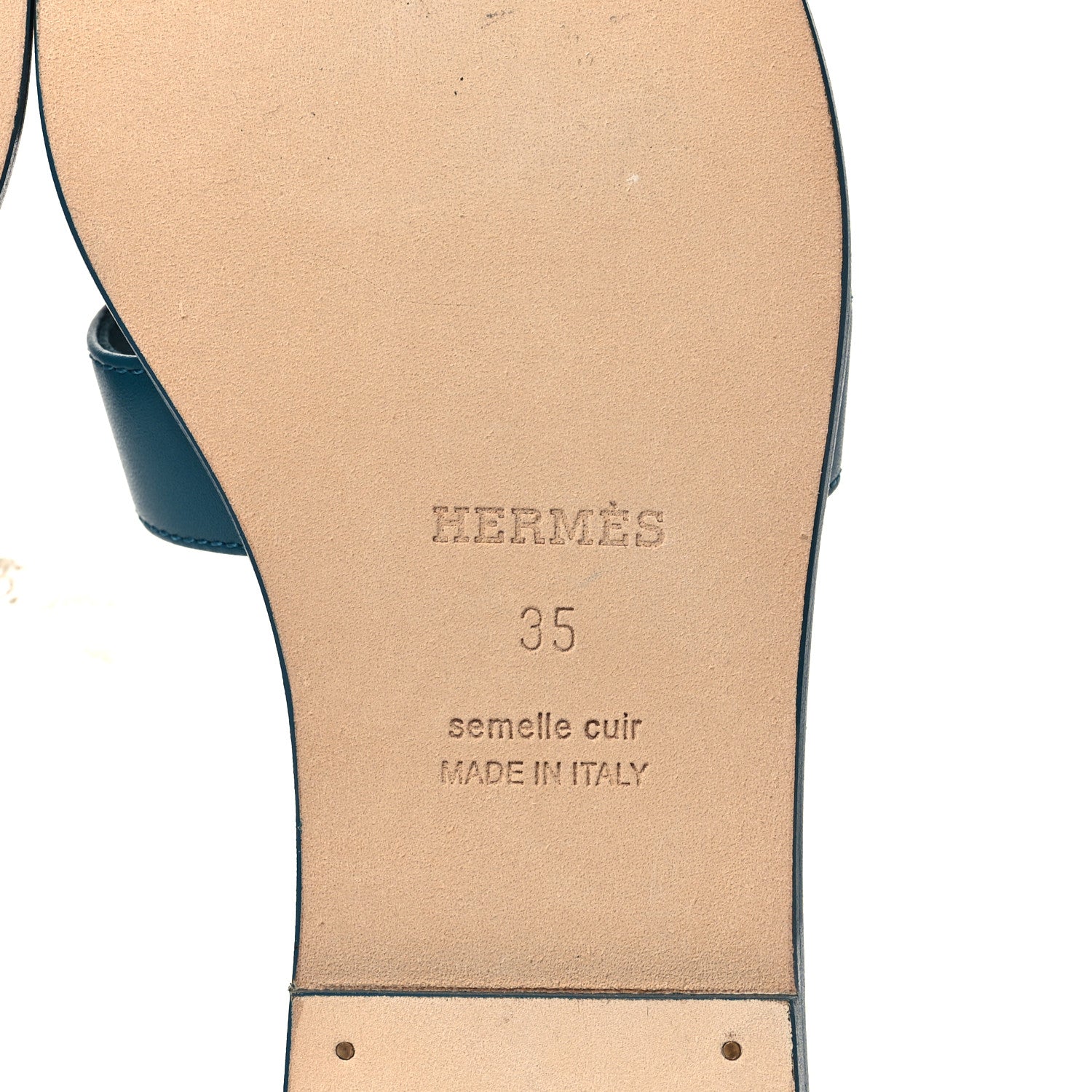 Hermes Calfskin Oran Sandals 35 Bleu Emeraude 6 of 9