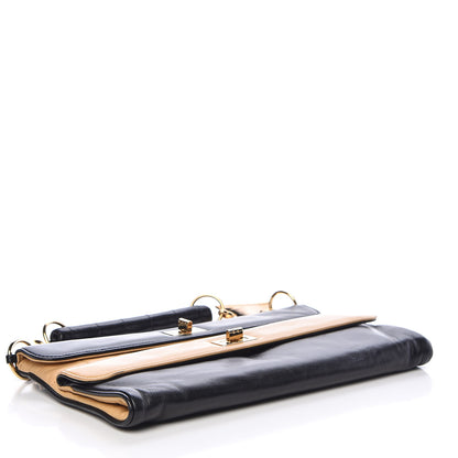 Chanel Lambskin Chocolate Bar Mademoiselle Double Flap Clutch Beige Black 4 of 11