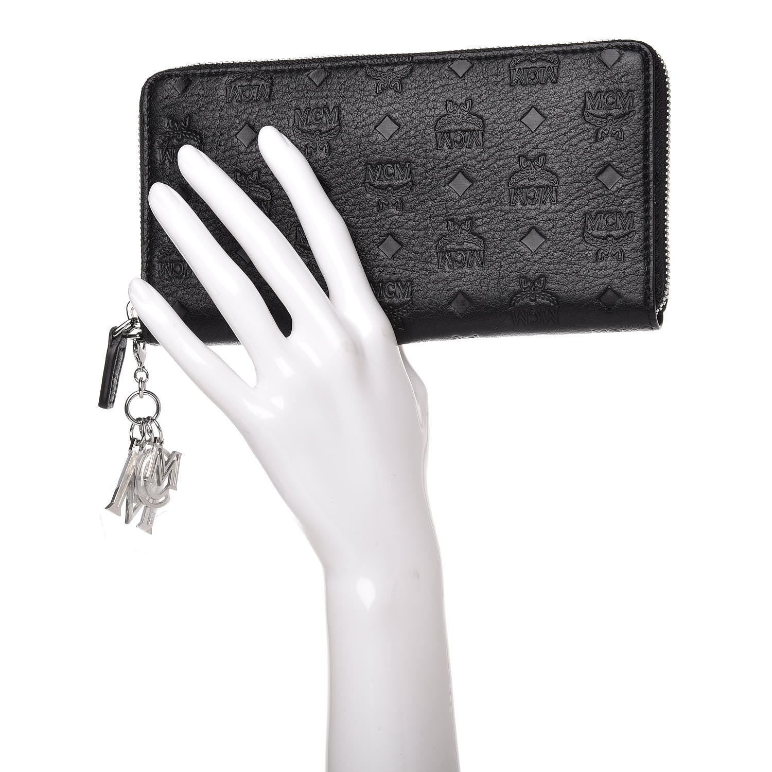 MCM Calfskin Ottomar Monogram Klara Zip Wallet Black 2 of 8