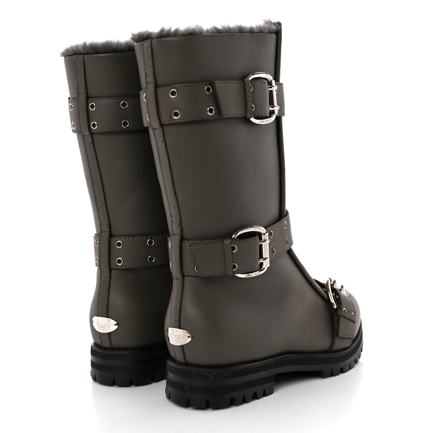 Smooth Calfskin Deryn Flat Boots 37.5 Taupe Grey