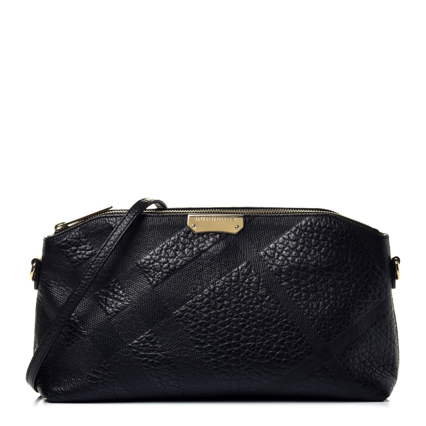 Signature Grain Calfskin Check Embossed Small Chichester Crossbody Clutch Bag Black