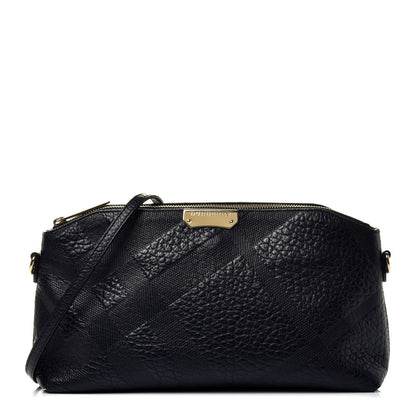 Burberry Signature Grain Calfskin Check Embossed Small Chichester Crossbody Clutch Bag Black 1 of 9