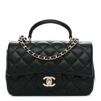 Chanel Lambskin Quilted Mini Top Handle Rectangular Flap Black 1 of 10