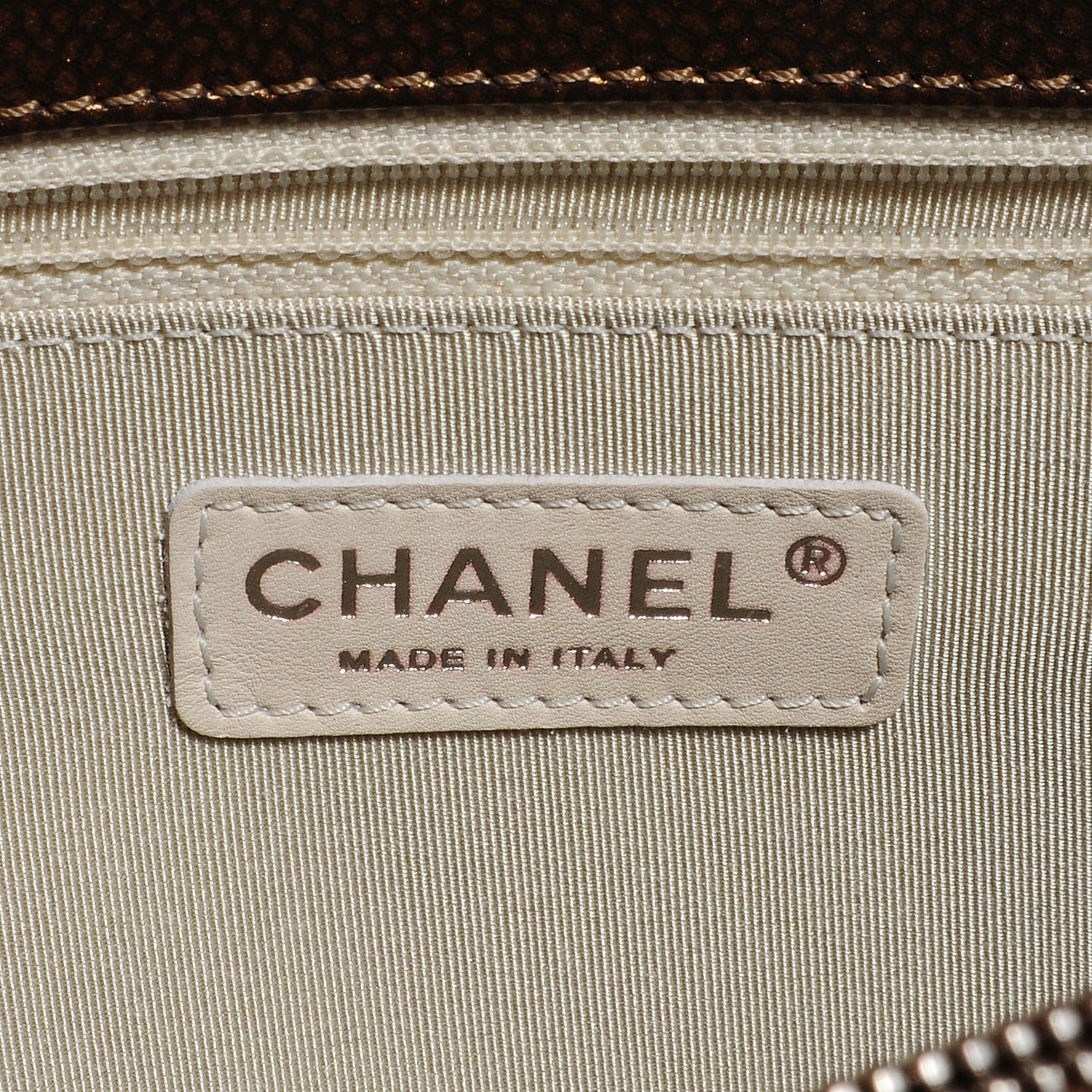 Chanel Metallic Caviar Quilted Grand Shopping Tote GST Khaki 7 of 8