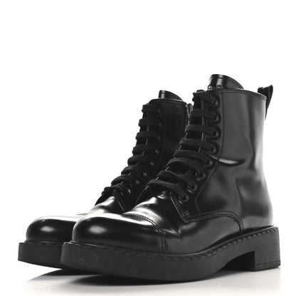 Prada Spazzolato Chocolate 50mm Combat Boots 38 Black 4 of 9